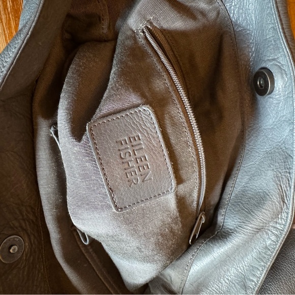 Eileen Fisher Gray Leather Tote Bag - Picture 3 of 3